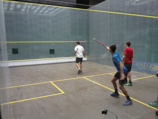 Trying out the glass court