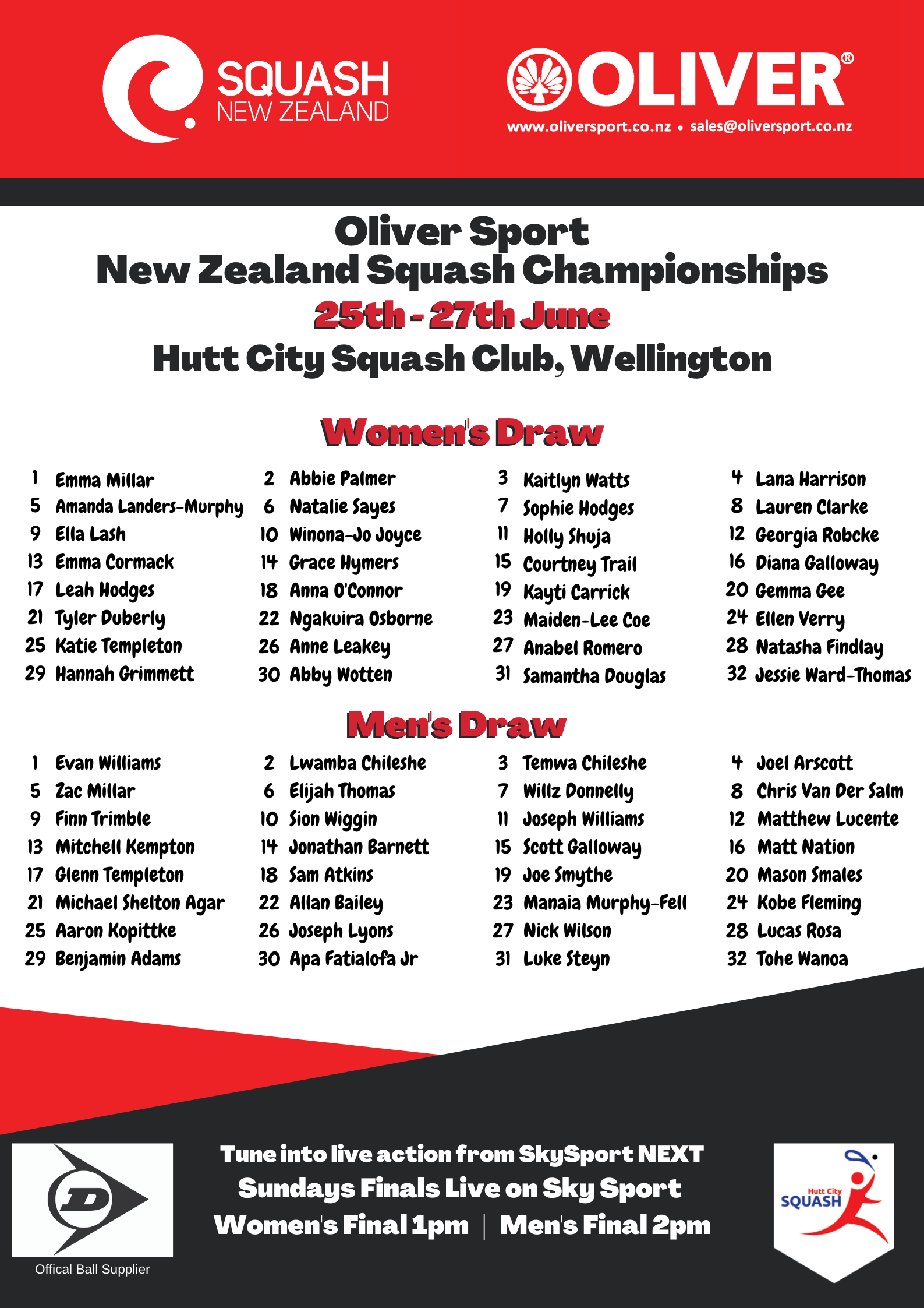 Oliver Sport New Zealand Squash Champs Promo Poster